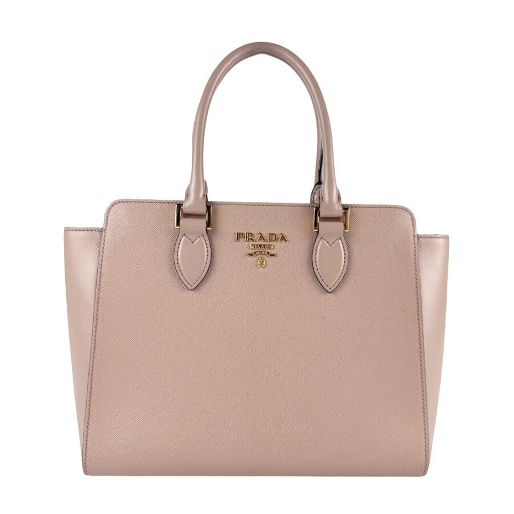 Prada Saffiano Soft Calfskin Tote Cipria rolled leather handles Pink